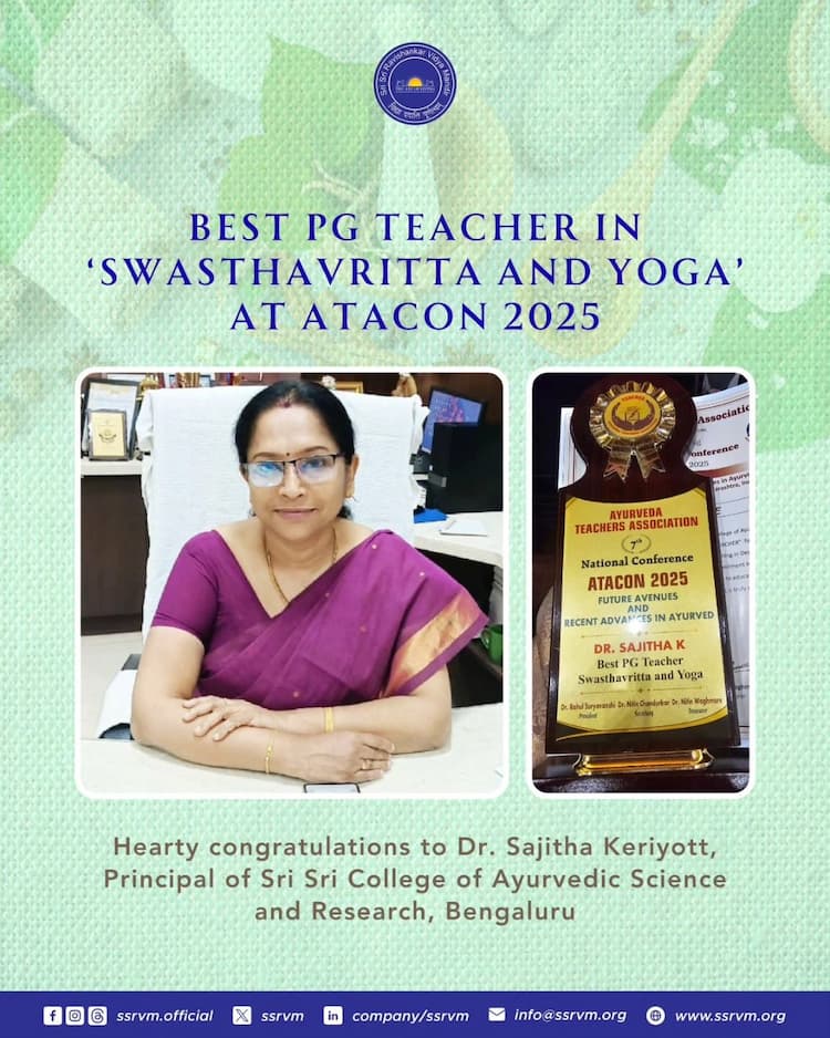 Best PG Teacher in Swasthavritta and Yoga’ at ATACON 2025